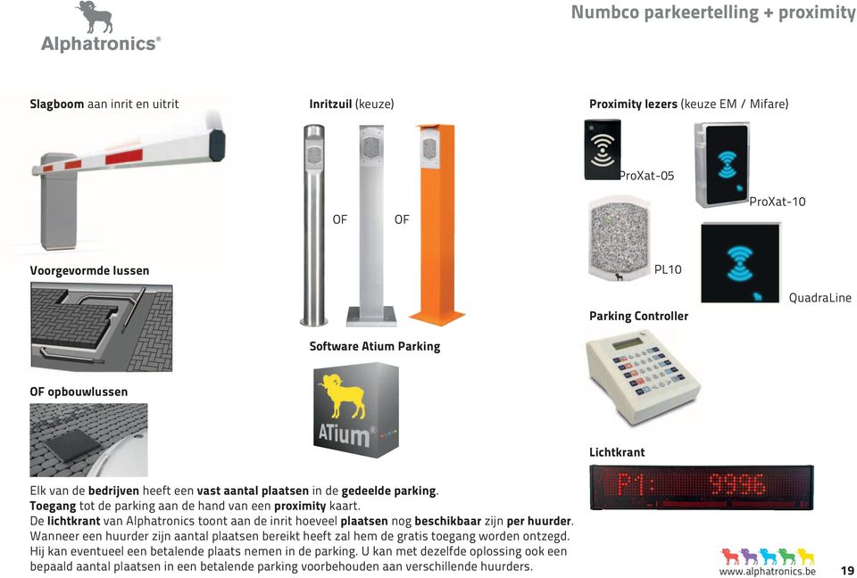 De lichtkrant van Alphatronics toont aan de inrit hoeveel plaatsen nog beschikbaar zijn per huurder. Wanneer een huurder zijn aantal plaatsen bereikt heeft zal hem de gratis toegang worden ontzegd.