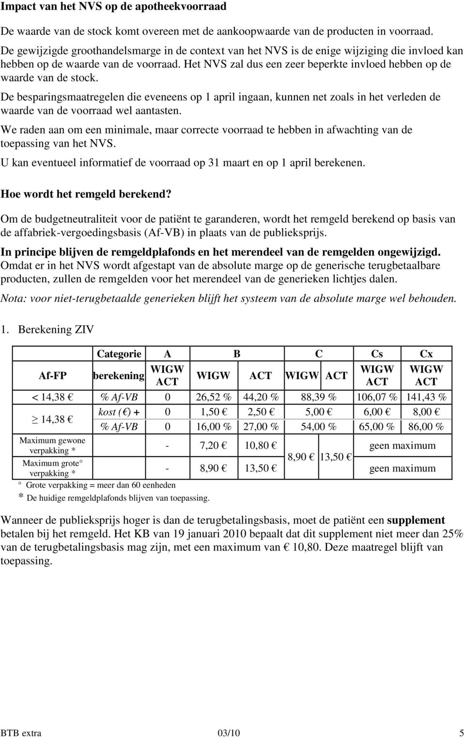 Het NVS zal dus een zeer beperkte invloed hebben op de waarde van de stock.