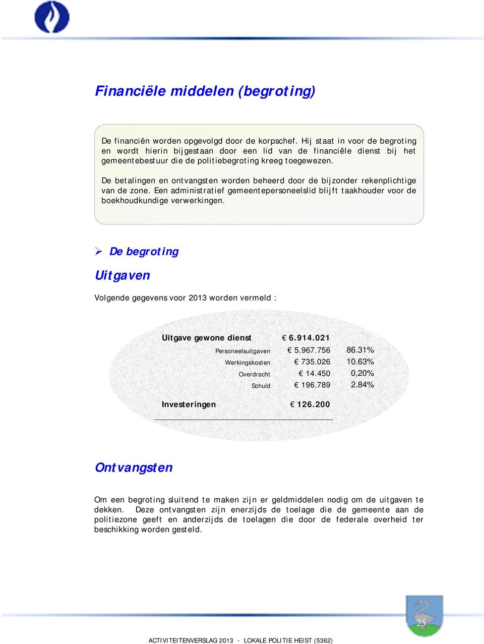 De betalingen en ontvangsten worden beheerd door de bijzonder rekenplichtige van de zone. Een administratief gemeentepersoneelslid blijft taakhouder voor de boekhoudkundige verwerkingen.