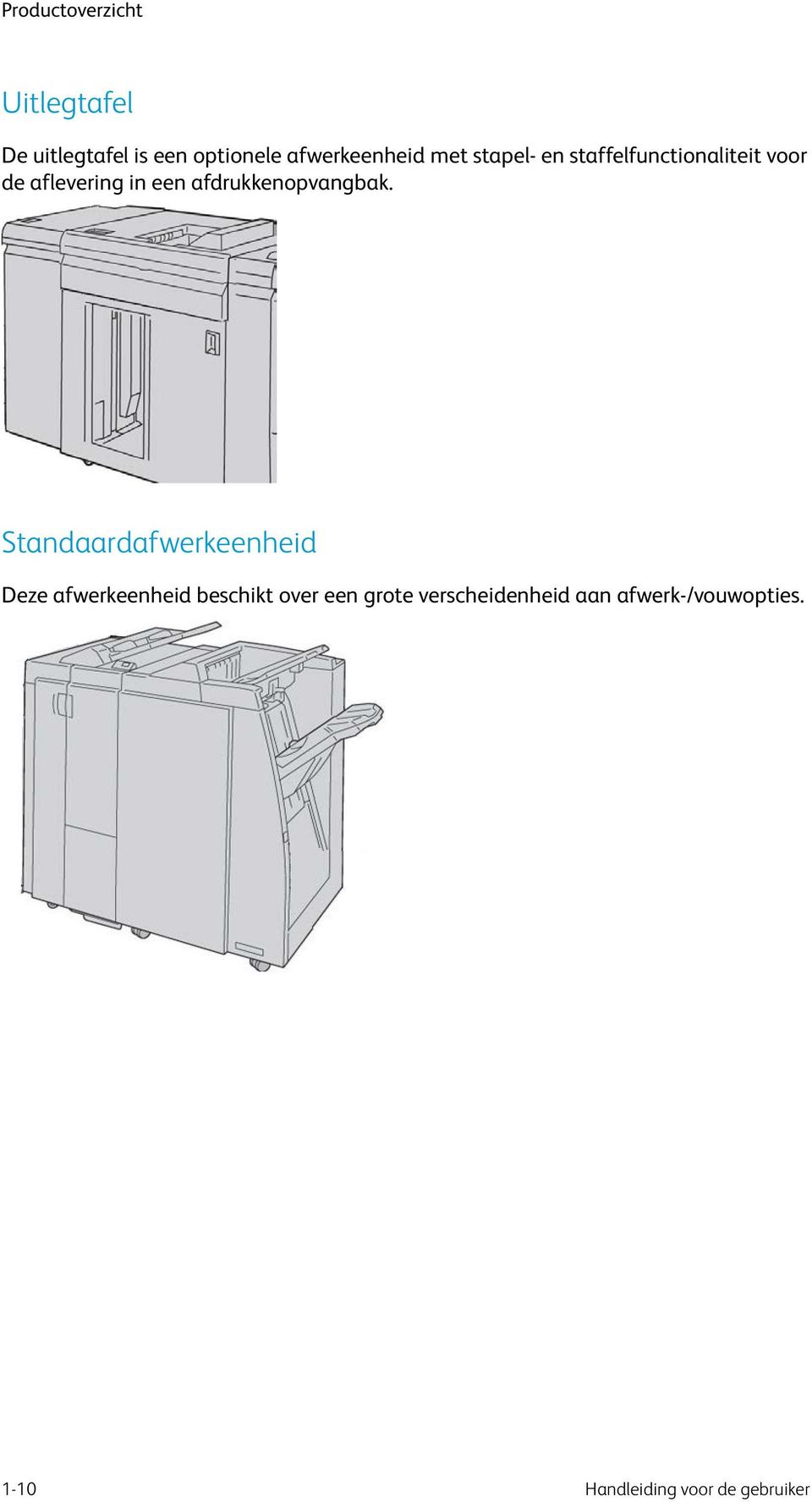 aflevering in een afdrukkenopvangbak.