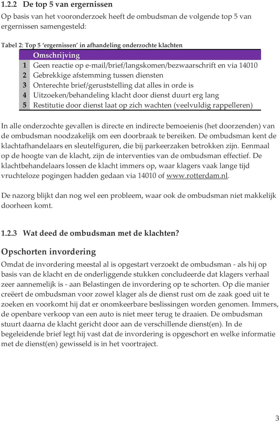 Uitzoeken/behandeling klacht door dienst duurt erg lang 5 Restitutie door dienst laat op zich wachten (veelvuldig rappelleren) In alle onderzochte gevallen is directe en indirecte bemoeienis (het