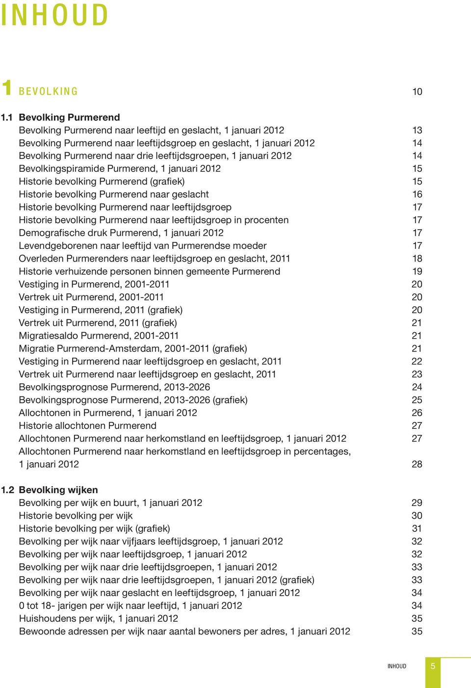 leeftijdsgroepen, 1 januari 2012 14 Bevolkingspiramide Purmerend, 1 januari 2012 15 Historie bevolking Purmerend (grafiek) 15 Historie bevolking Purmerend naar geslacht 16 Historie bevolking