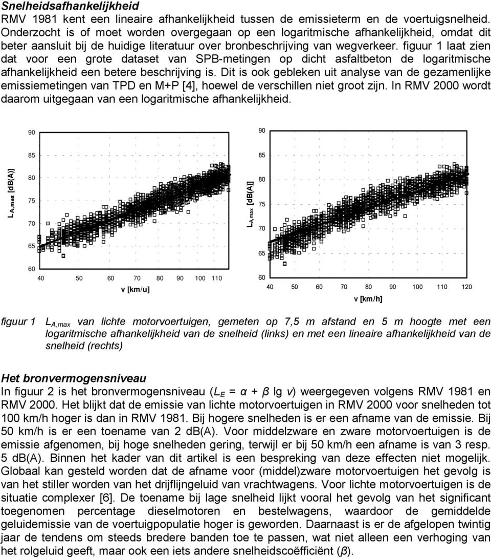 figuur 1 laat zien dat voor een grote dataset van SPB-metingen op dicht asfaltbeton de logaritmische afhankelijkheid een betere beschrijving is.