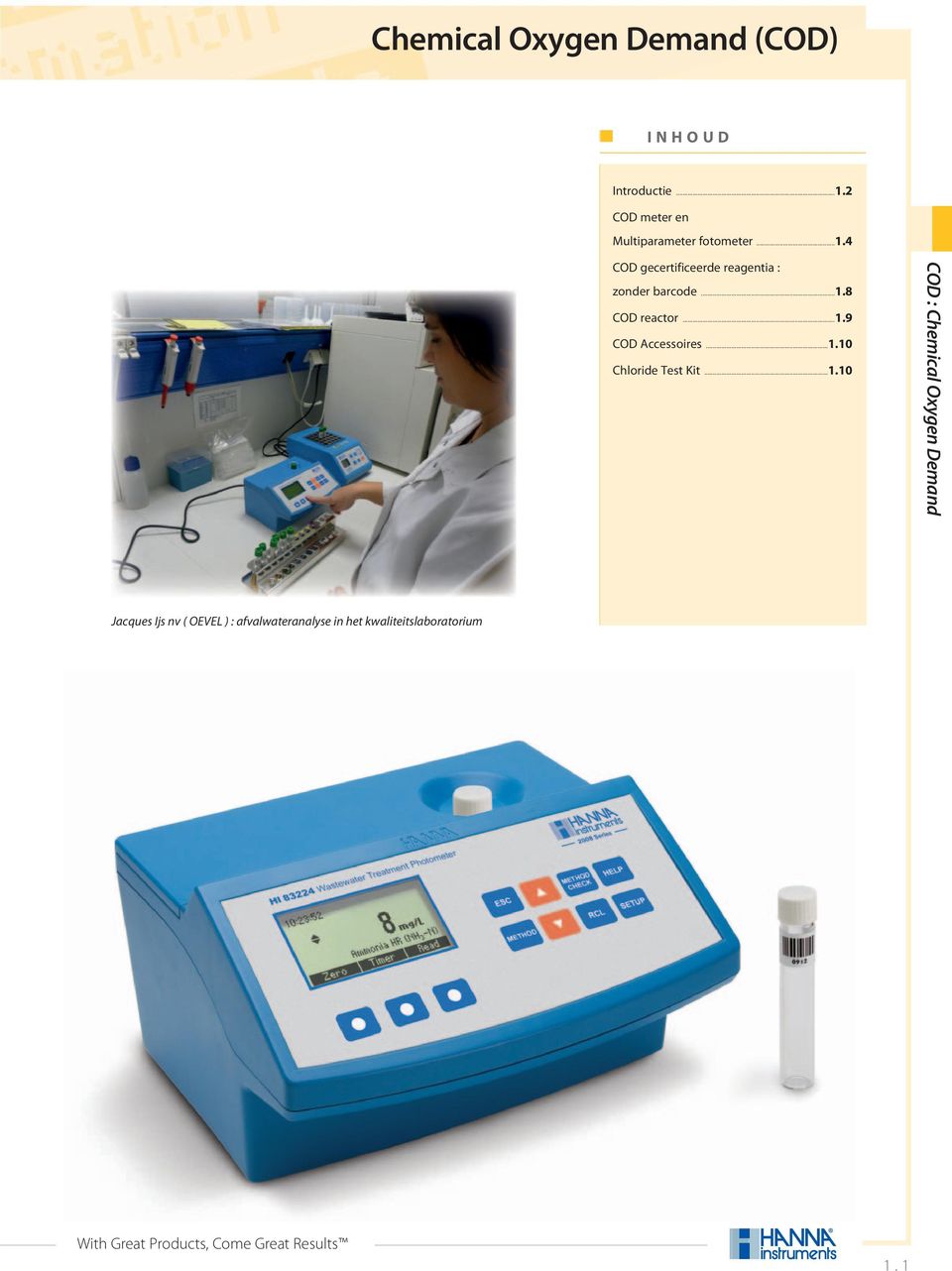 4 COD gecertificeerde reagentia : zonder barcode...1.8 COD reactor...1.9 COD Accessoires.