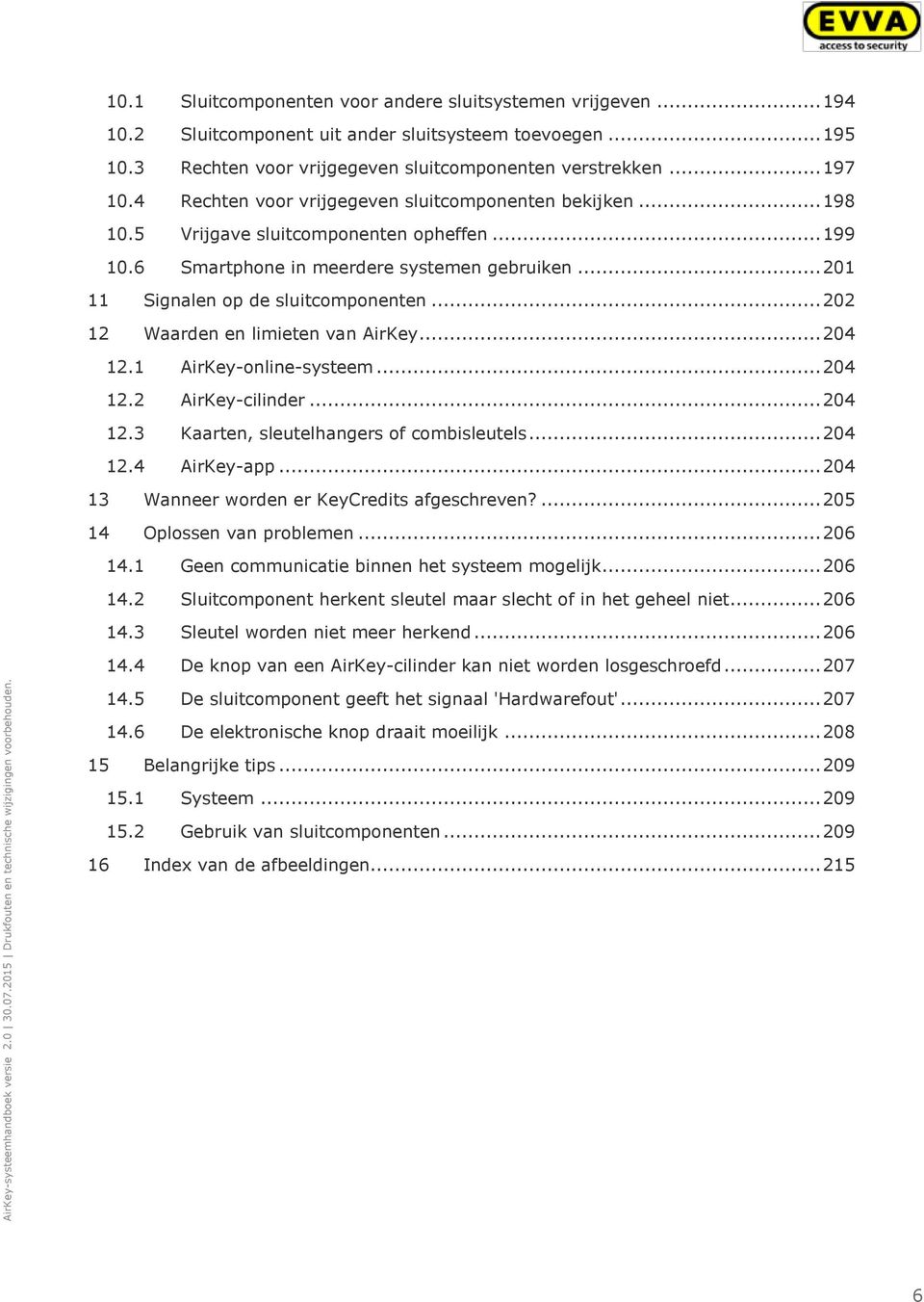 .. 202 12 Waarden en limieten van AirKey... 204 12.1 AirKey-online-systeem... 204 12.2 AirKey-cilinder... 204 12.3 Kaarten, sleutelhangers of combisleutels... 204 12.4 AirKey-app.