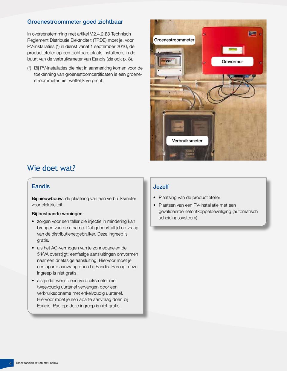 verbruiksmeter van Eandis (zie ook p. 8). (*) Bij PV-installaties die niet in aanmerking komen voor de toekenning van groenestoomcertificaten is een groenestroommeter niet wettelijk verplicht.