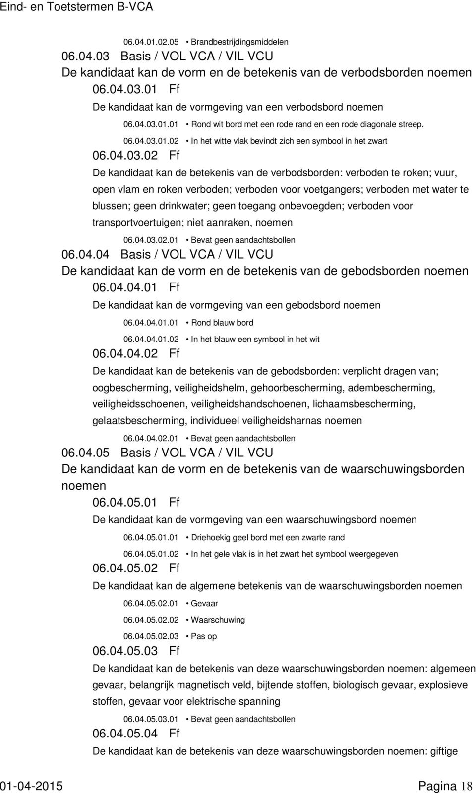 01.01 Rond wit bord met een rode rand en een rode diagonale streep. 06.01.02 In het witte vlak bevindt zich een symbool in het zwart 06.