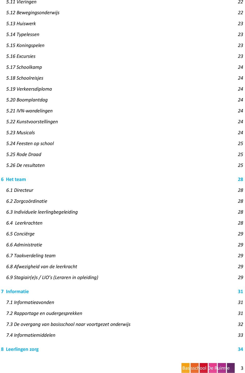 2 Zorgcoördinatie 28 6.3 Individuele leerlingbegeleiding 28 6.4 Leerkrachten 28 6.5 Conciërge 29 6.6 Administratie 29 6.7 Taakverdeling team 29 6.8 Afwezigheid van de leerkracht 29 6.