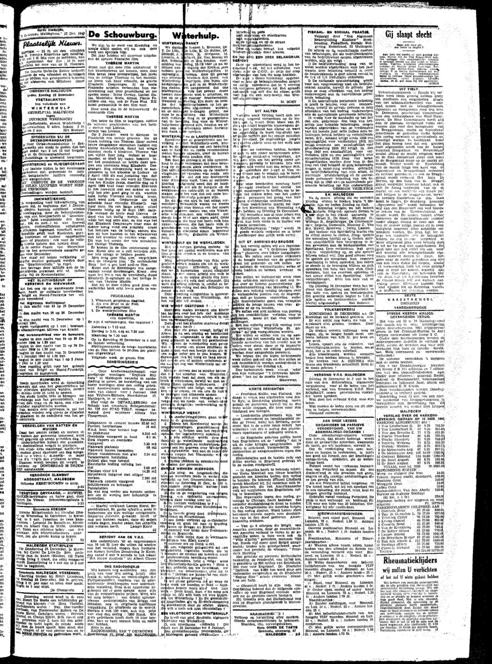 rne vel e vrn konnss d e bljk v«n geghed betoond r j Uet aferv von Mjnheer oer OBMEENTK MALDEGEM l Zondag 24 Deceber VOETBALMATCH n vuoele W N T E R H U L P KËURETLr'AL MALDEGEM g DUTÖCHE WEERMACHT