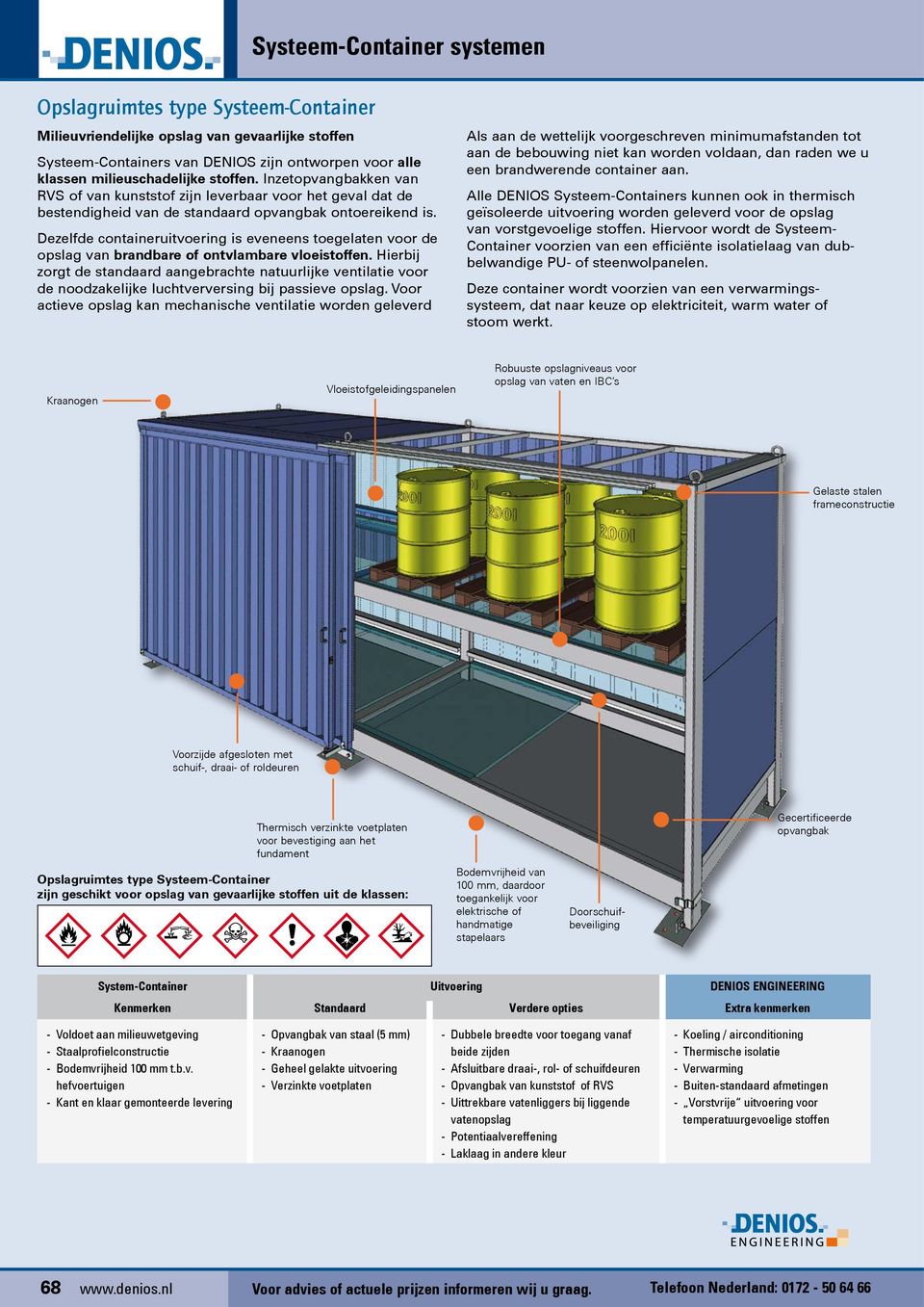Dezelfde containeruitvoering is eveneens toegelaten voor de opslag van brandbare of ontvlambare vloeistoffen.