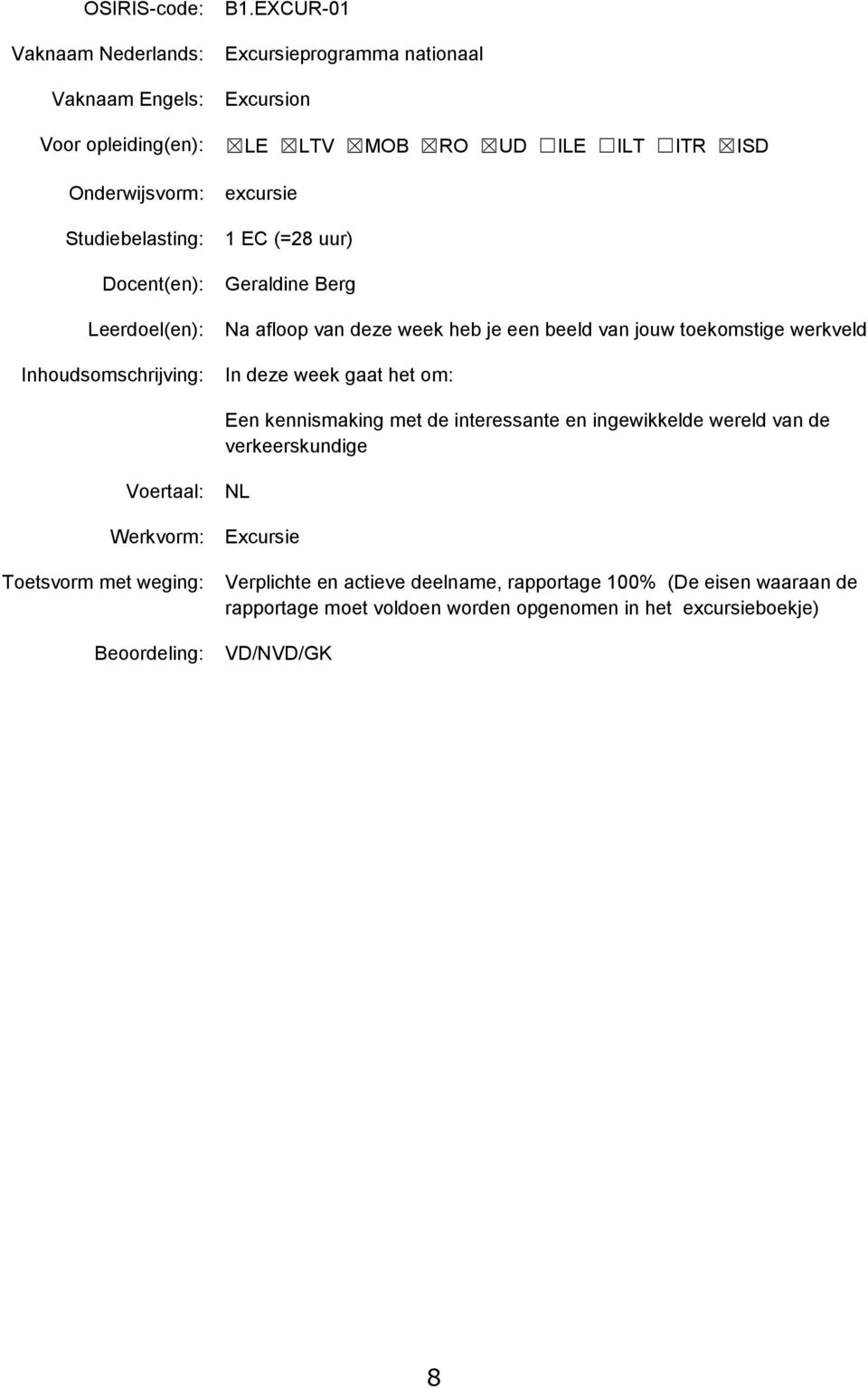 kennismaking met de interessante en ingewikkelde wereld van de verkeerskundige Toetsvorm met weging: Verplichte en