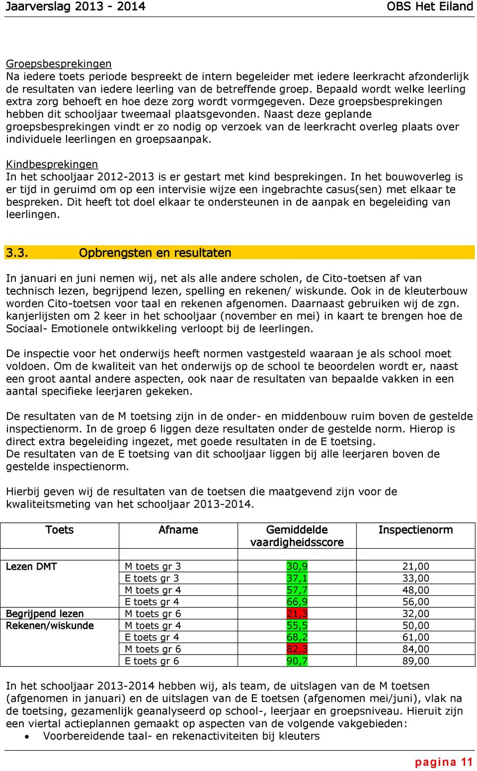 Naast deze geplande groepsbesprekingen vindt er zo nodig op verzoek van de leerkracht overleg plaats over individuele leerlingen en groepsaanpak.