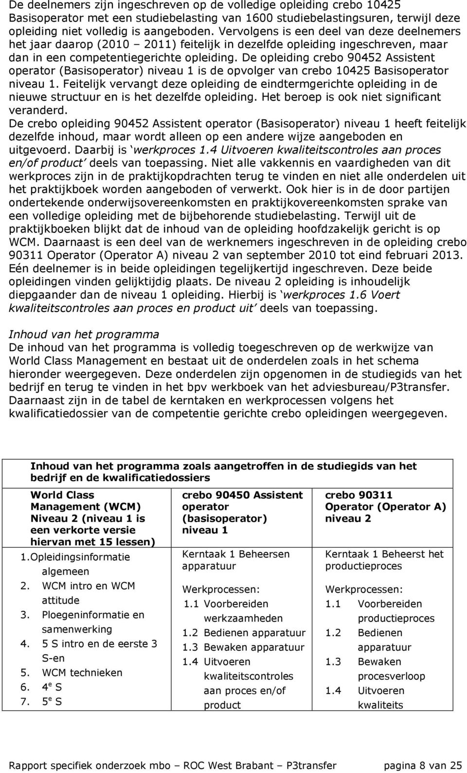 De opleiding crebo 90452 Assistent operator (Basisoperator) niveau 1 is de opvolger van crebo 10425 Basisoperator niveau 1.