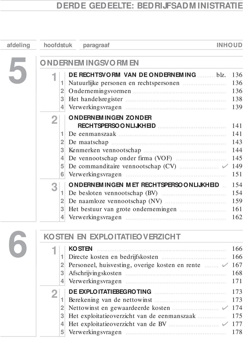 .. 143 3 Kenmerken vennootschap... 144 4 De vennootschap onder firma (VOF)... 145 5 De commanditaire vennootschap (CV)... - 149 6 Verwerkingsvragen... 151 ONDERNEMINGEN MET RECHTSPERSOONLIJKHEID.