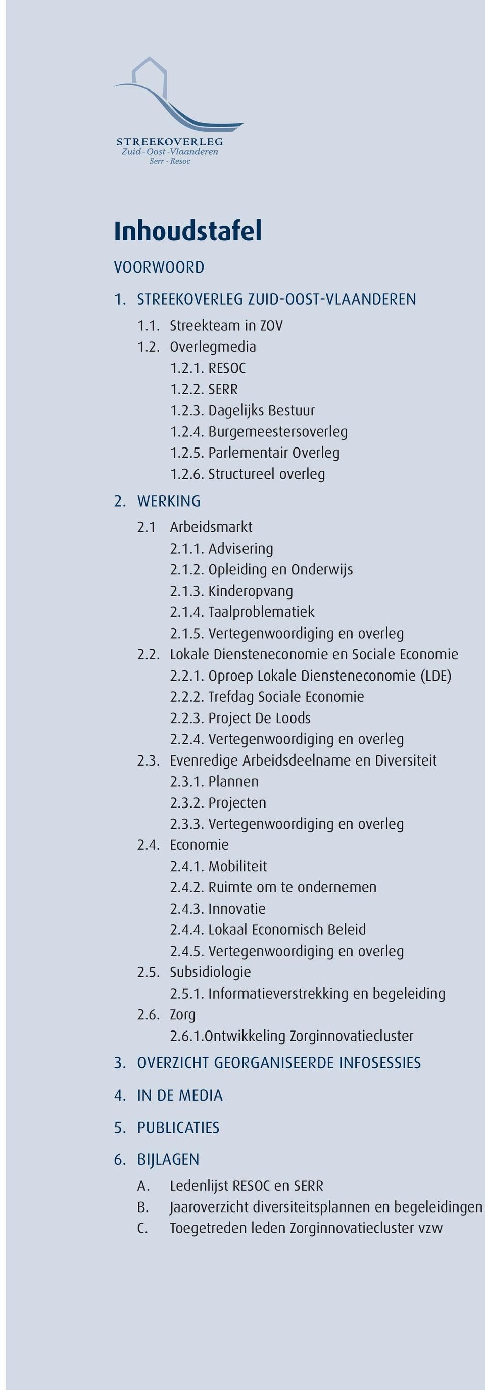 Vertegenwoordiging en overleg 2.2. Lokale Diensteneconomie en Sociale Economie 2.2.1. Oproep Lokale Diensteneconomie (LDE) 2.2.2. Trefdag Sociale Economie 2.2.3. Project De Loods 2.2.4.