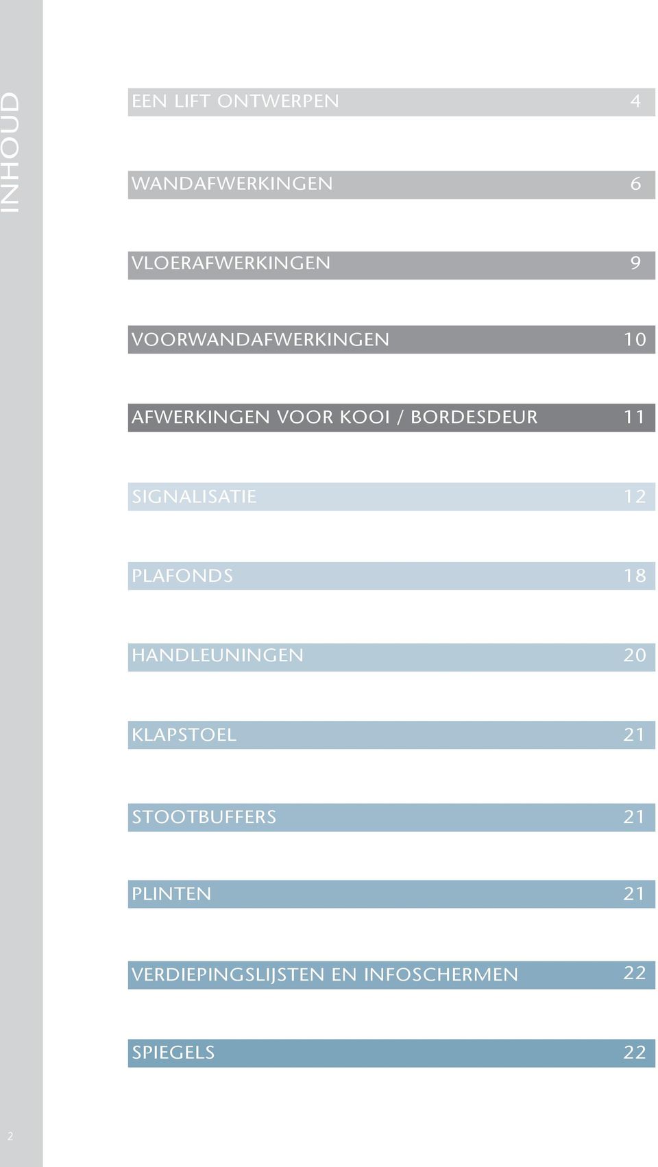 SIGNALISATIE 12 LAFONDS 18 HANDLEUNINGEN 20 KLASTOEL 21