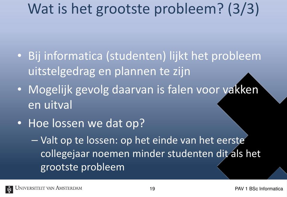 plannen te zijn Mogelijk gevolg daarvan is falen voor vakken en uitval Hoe