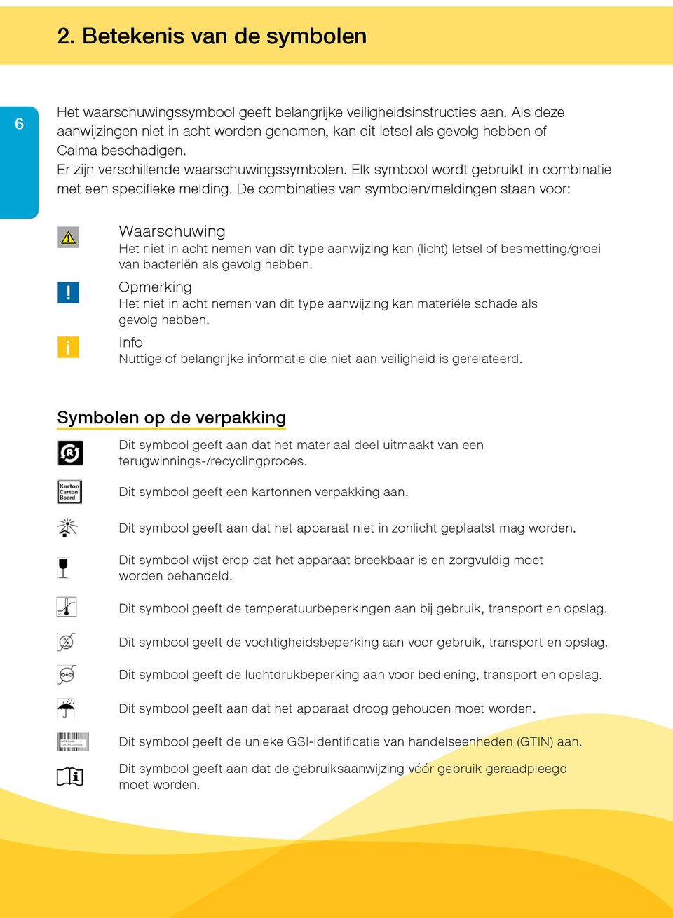 Elk symbool wordt gebruikt in combinatie met een specifieke melding.