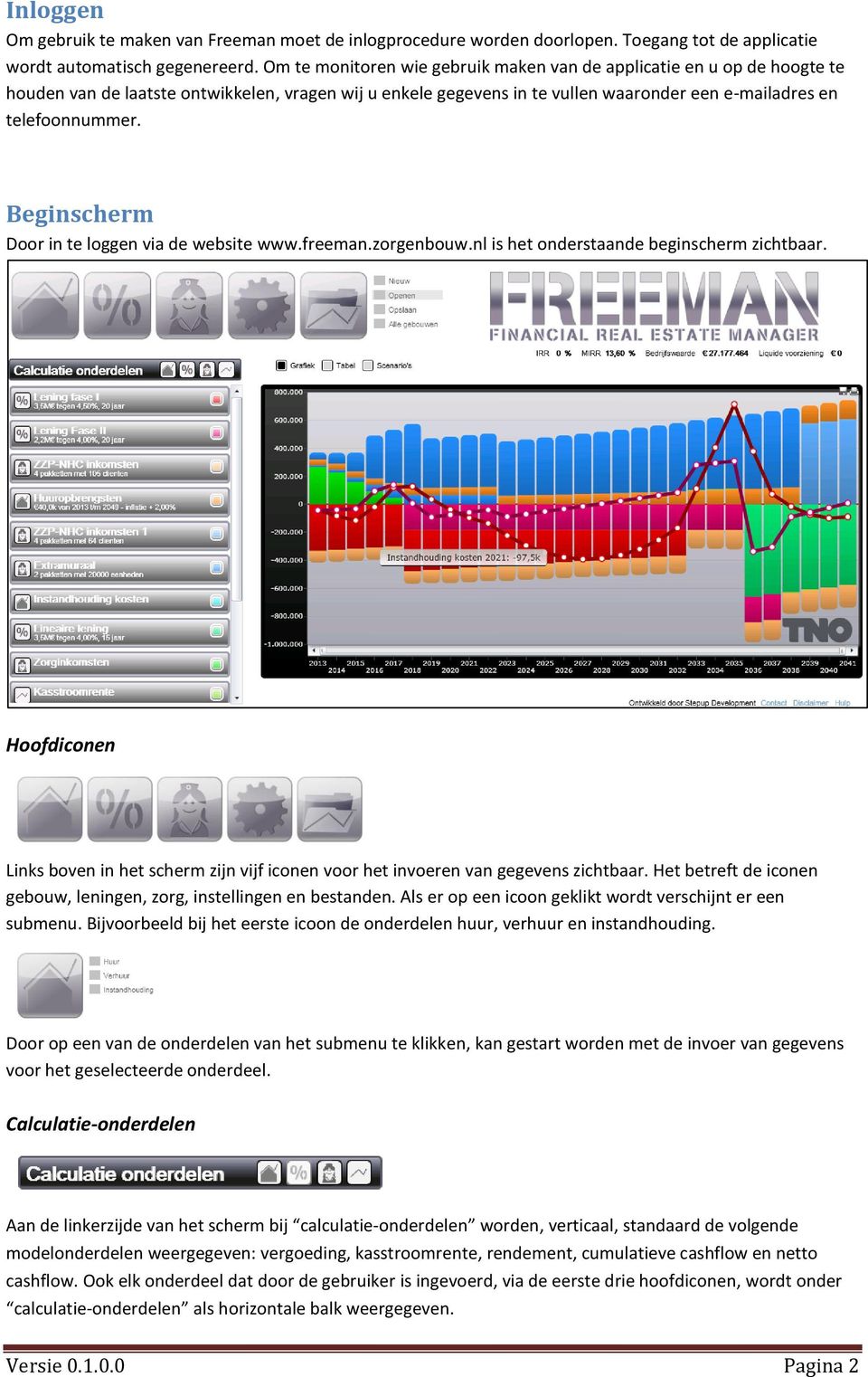 Beginscherm Door in te loggen via de website www.freeman.zorgenbouw.nl is het onderstaande beginscherm zichtbaar.