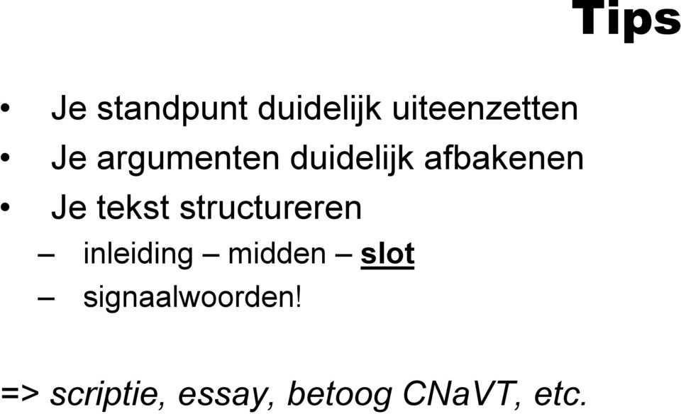 structureren inleiding midden slot