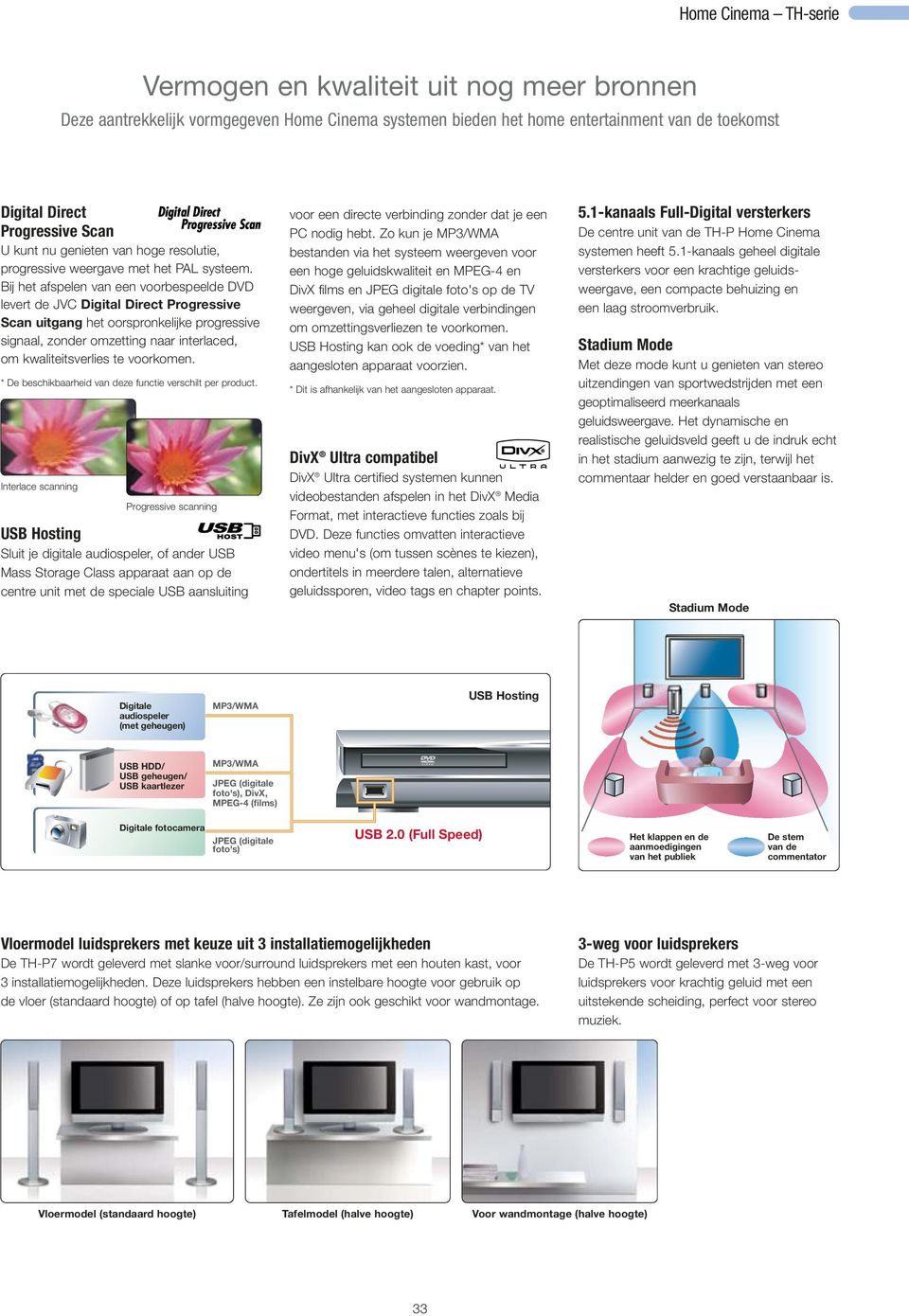 Bij het afspelen van een voorbespeelde DVD levert de JVC Digital Direct Progressive Scan uitgang het oorspronkelijke progressive signaal, zonder omzetting naar interlaced, om kwaliteitsverlies te