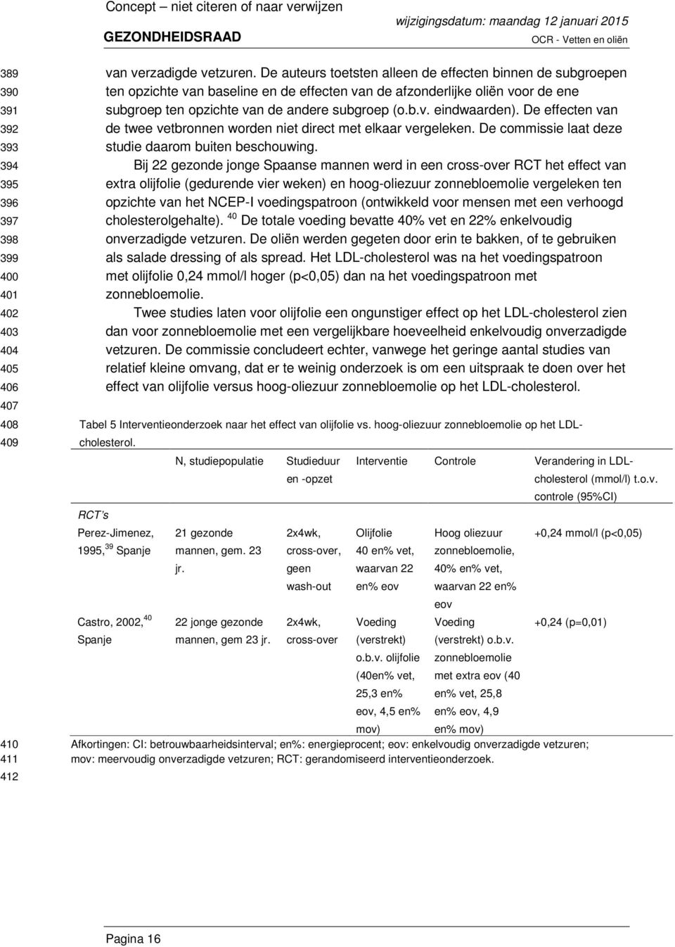 De effecten van de twee vetbronnen worden niet direct met elkaar vergeleken. De commissie laat deze studie daarom buiten beschouwing.