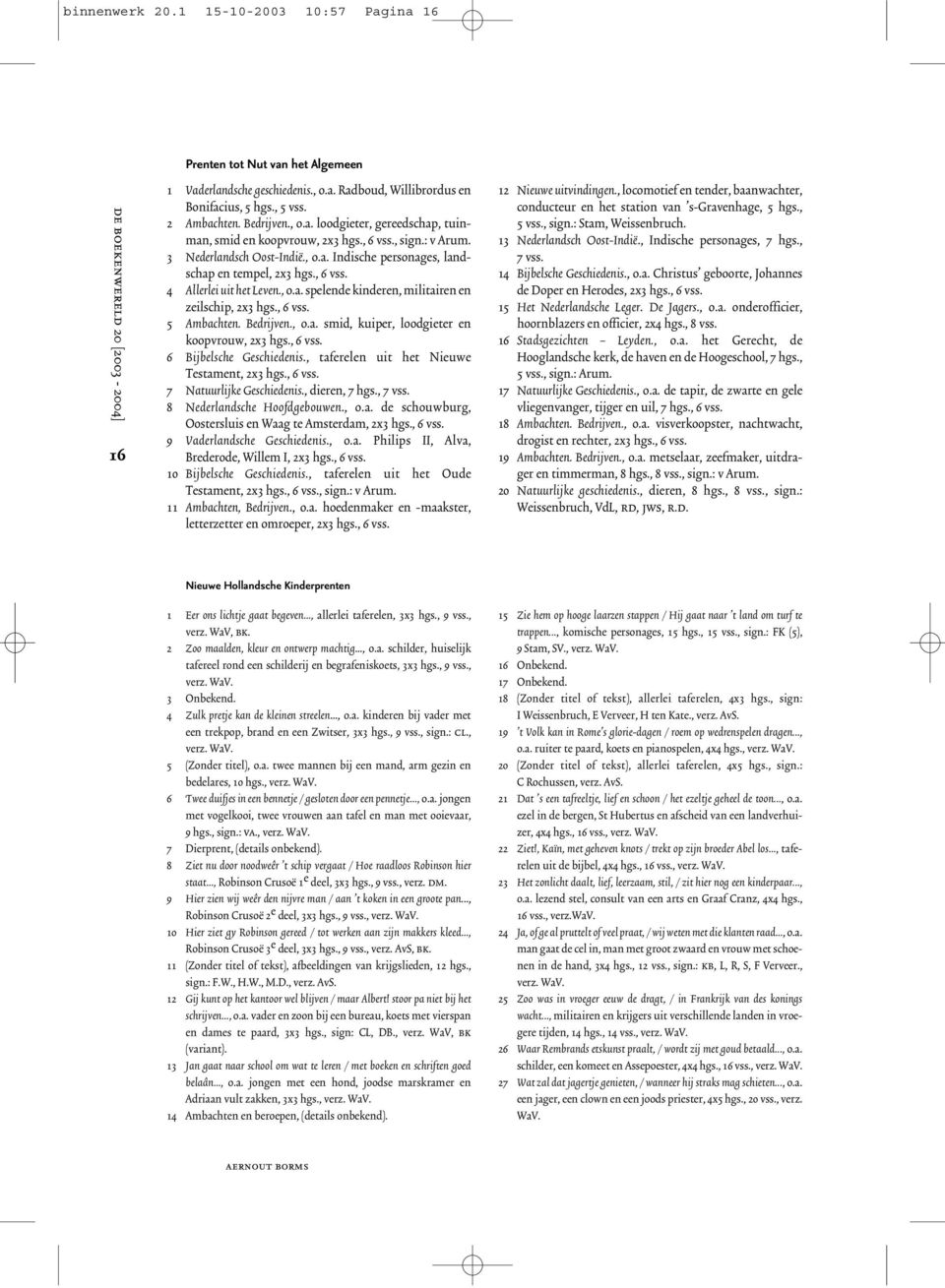 , 6 vss. 5 Ambachten. Bedrijven., o.a. smid, kuiper, loodgieter en koopvrouw, 2x3 hgs., 6 vss. 6 Bijbelsche Geschiedenis., taferelen uit het Nieuwe Testament, 2x3 hgs., 6 vss. 7 Natuurlijke Geschiedenis.