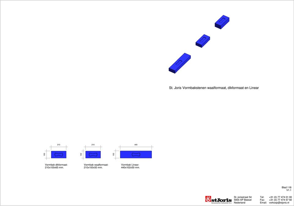 dikformaat: 210x100x65 mm.