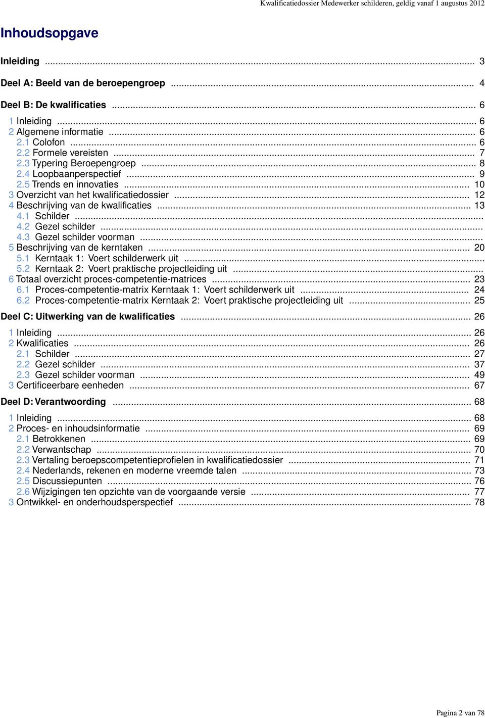 .. 10 3 Overzicht van het kwalificatiedossier... 12 4 Beschrijving van de kwalificaties... 13 4.1 Schilder... 4.2 Gezel schilder... 4.3 Gezel schilder voorman... 5 Beschrijving van de kerntaken... 20 5.