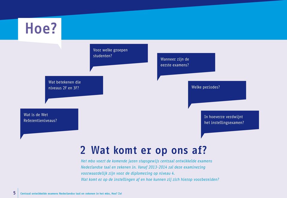 Het mbo voert de komende jaren stapsgewijs centraal ontwikkelde examens Nederlandse taal en rekenen in.