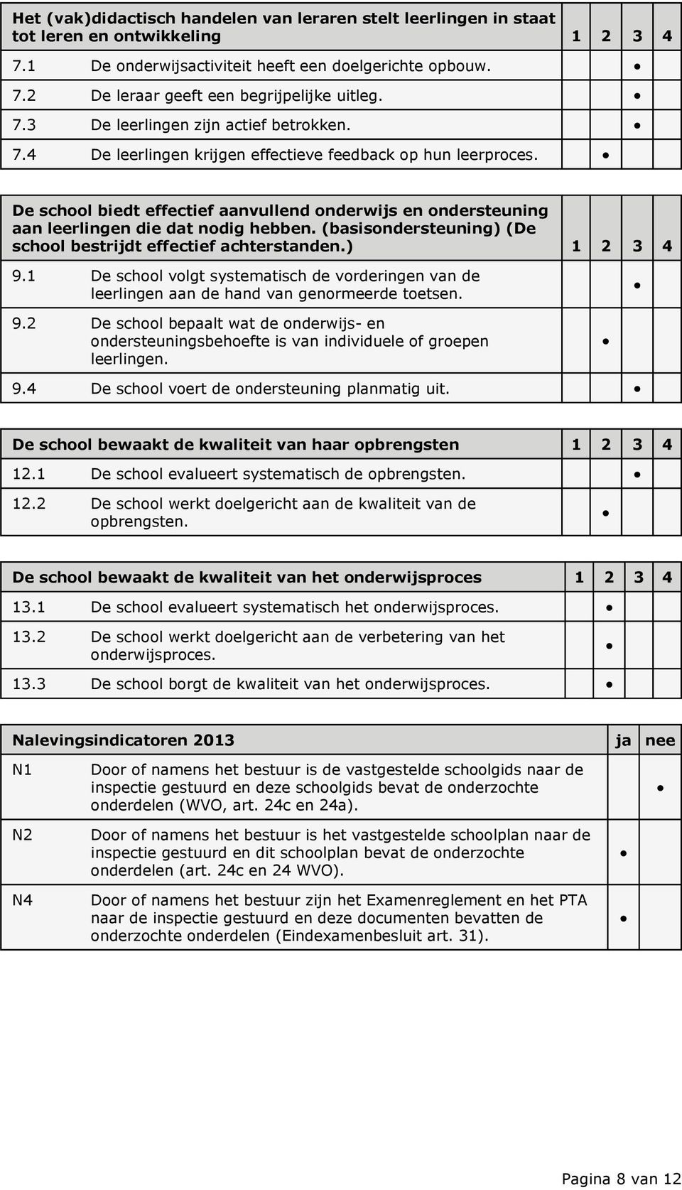 De school biedt effectief aanvullend onderwijs en ondersteuning aan leerlingen die dat nodig hebben. (basisondersteuning) (De school bestrijdt effectief achterstanden.) 1 2 3 4 9.