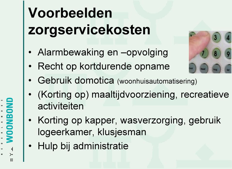 (Korting op) maaltijdvoorziening, recreatieve activiteiten Korting