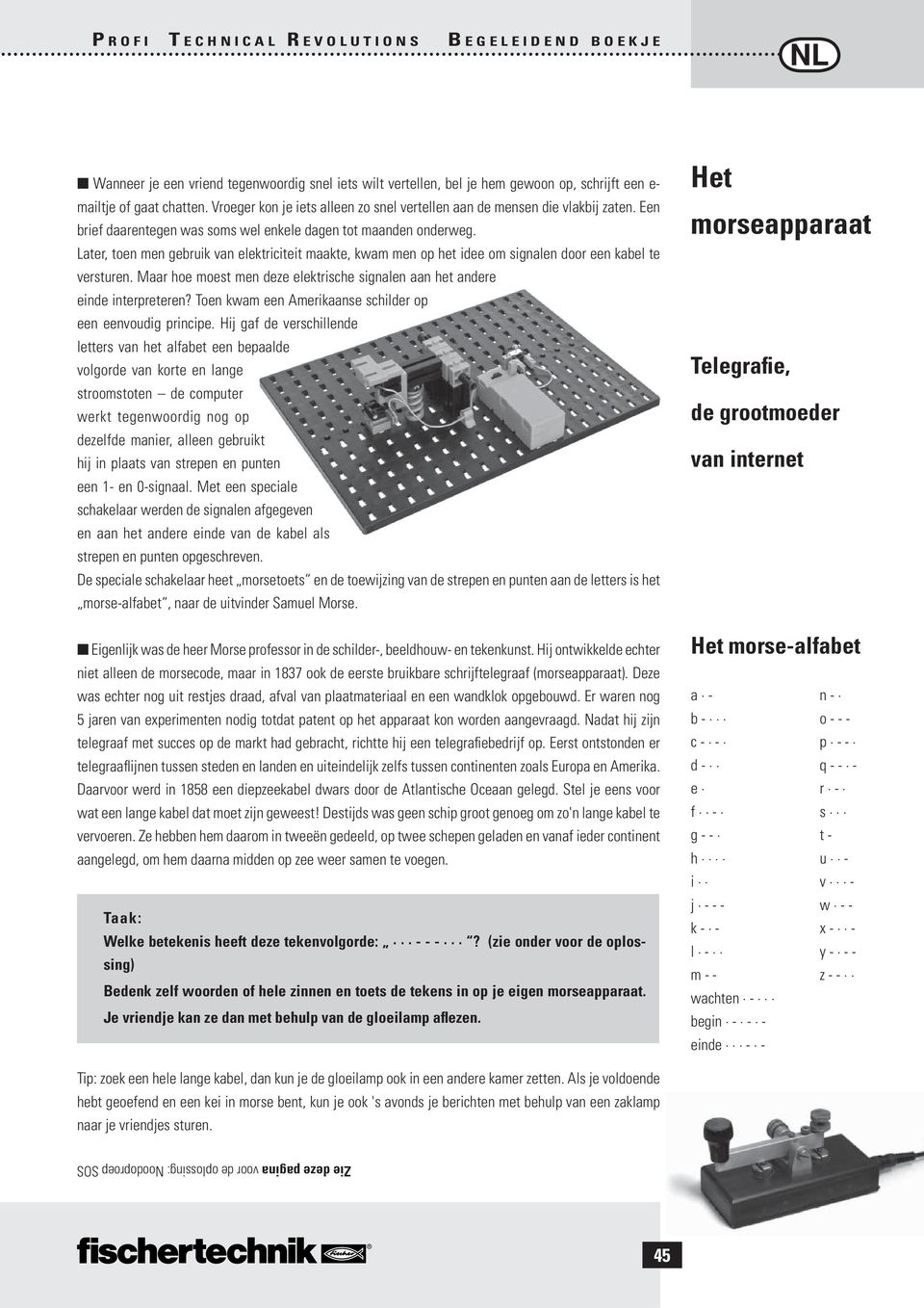 Later, toen men gebruik van elektriciteit maakte, kwam men op het idee om signalen door een kabel te versturen. Maar hoe moest men deze elektrische signalen aan het andere einde interpreteren?