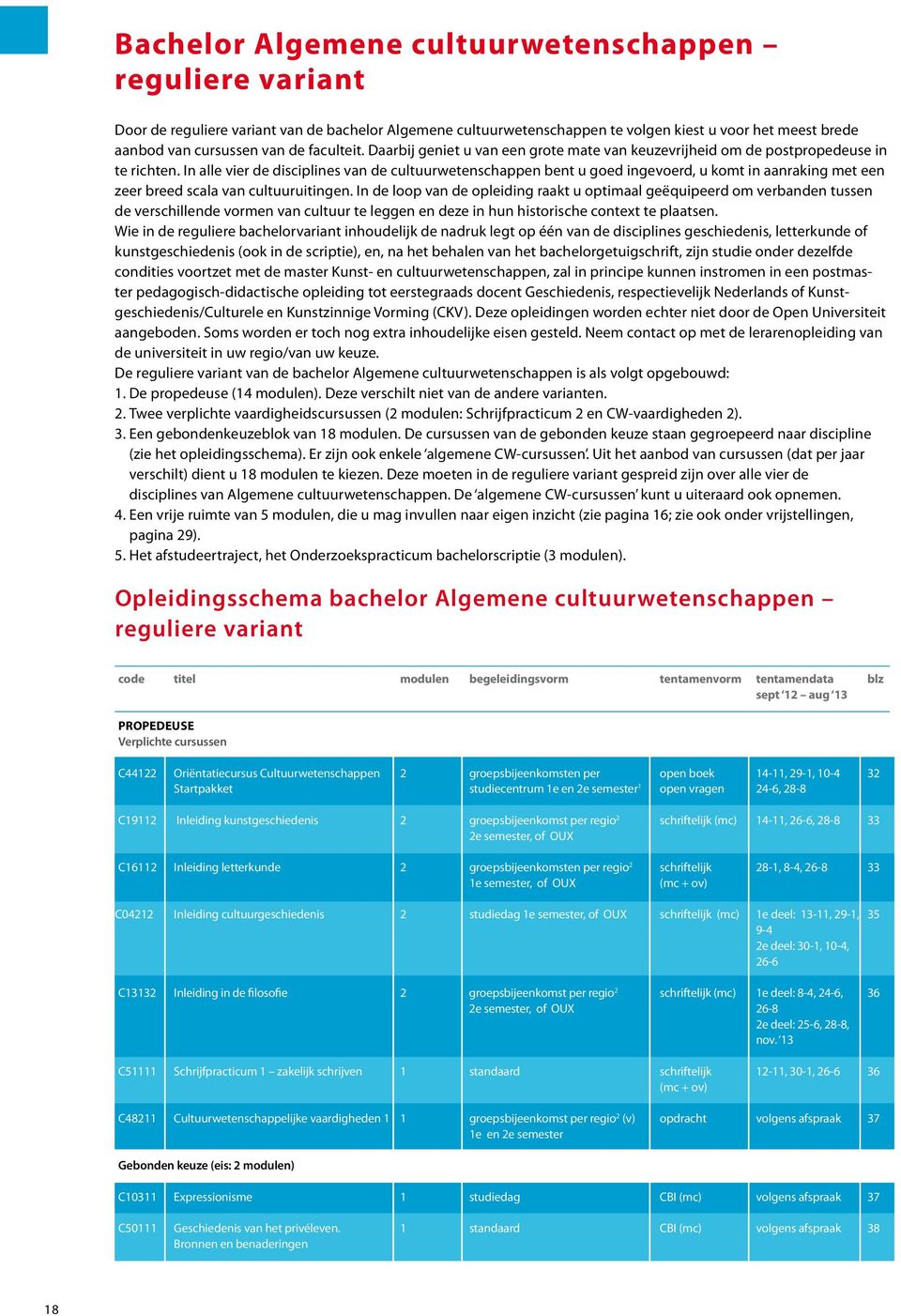 In alle vier de disciplines van de cultuurwetenschappen bent u goed ingevoerd, u komt in aanraking met een zeer breed scala van cultuuruitingen.