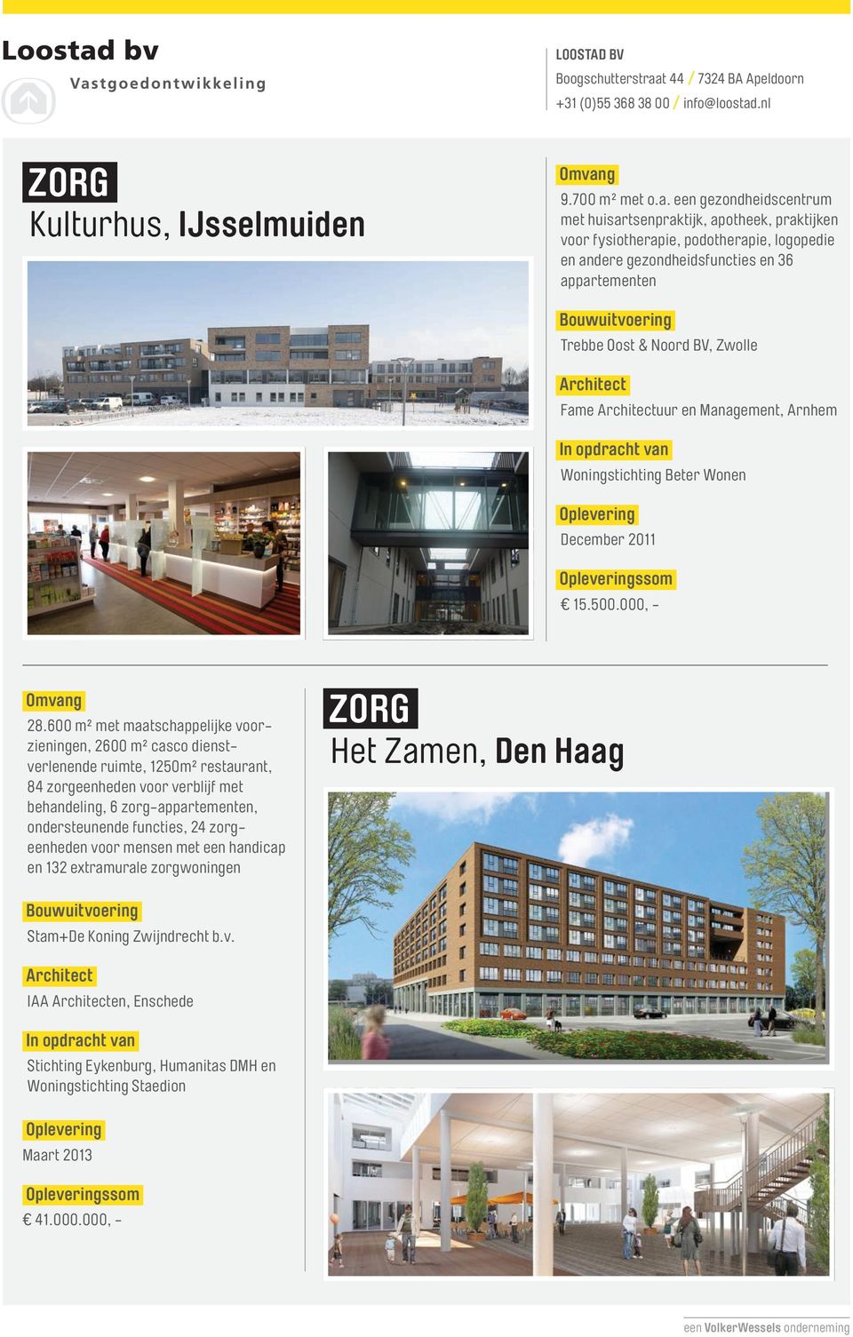 Zwolle Fame uur en Management, Arnhem Woningstichting Beter Wonen December 2011 15.500.000, - 28.