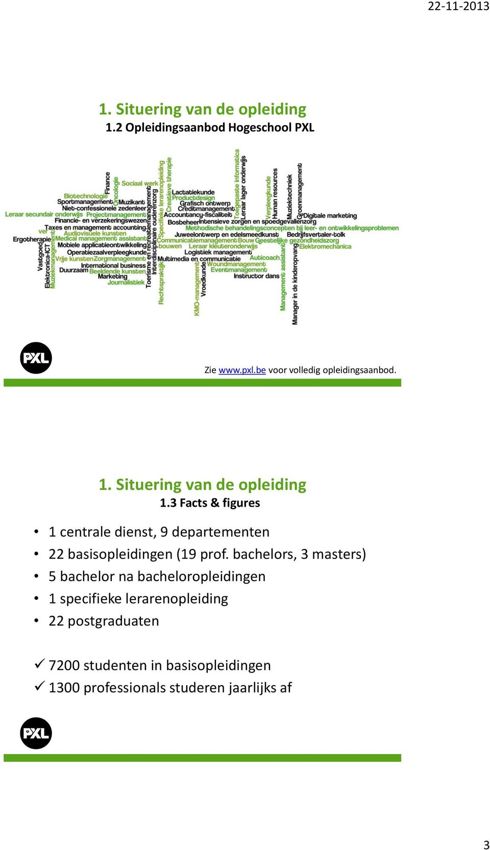 bachelors, 3 masters) 5 bachelor na bacheloropleidingen 1 specifieke lerarenopleiding