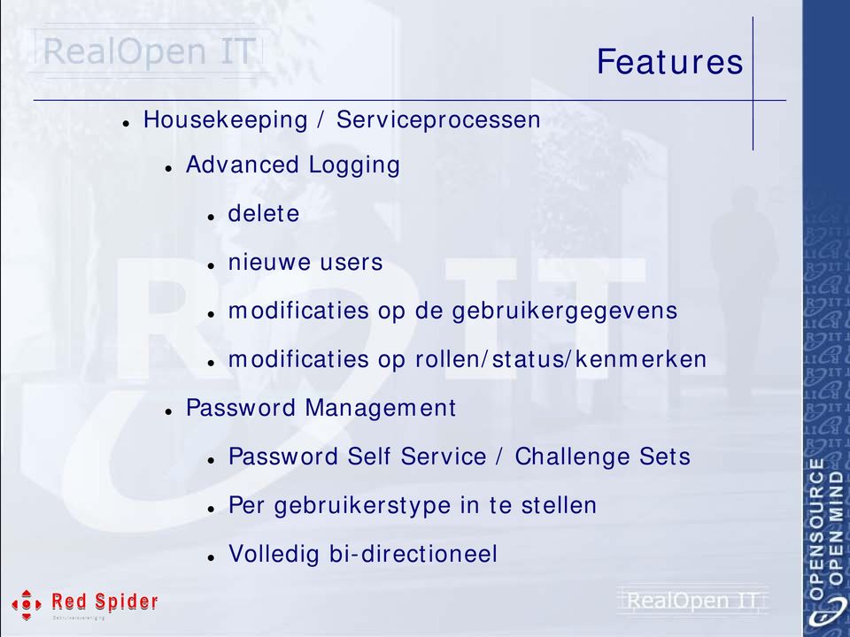 rollen/status/kenmerken Password Management Password Self Service /