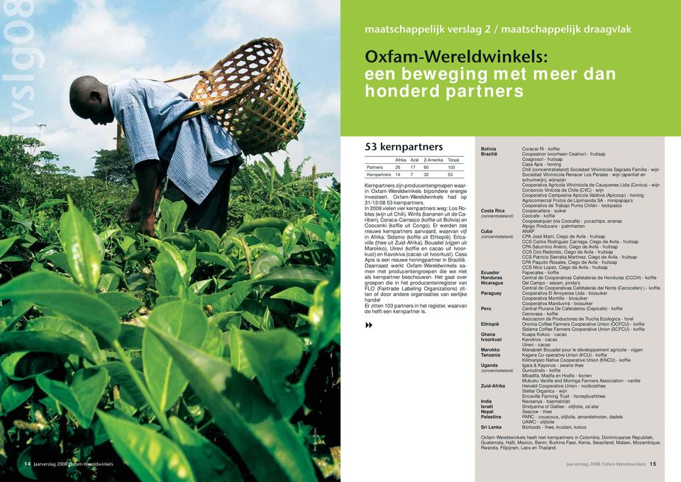 In 2008 vielen vier kernpartners weg: Los Robles (wijn uit Chili), Winfa (bananen uit de Cariben), Coraca-Carrasco (koffie uit Bolivia) en Coocenki (koffie uit Congo).