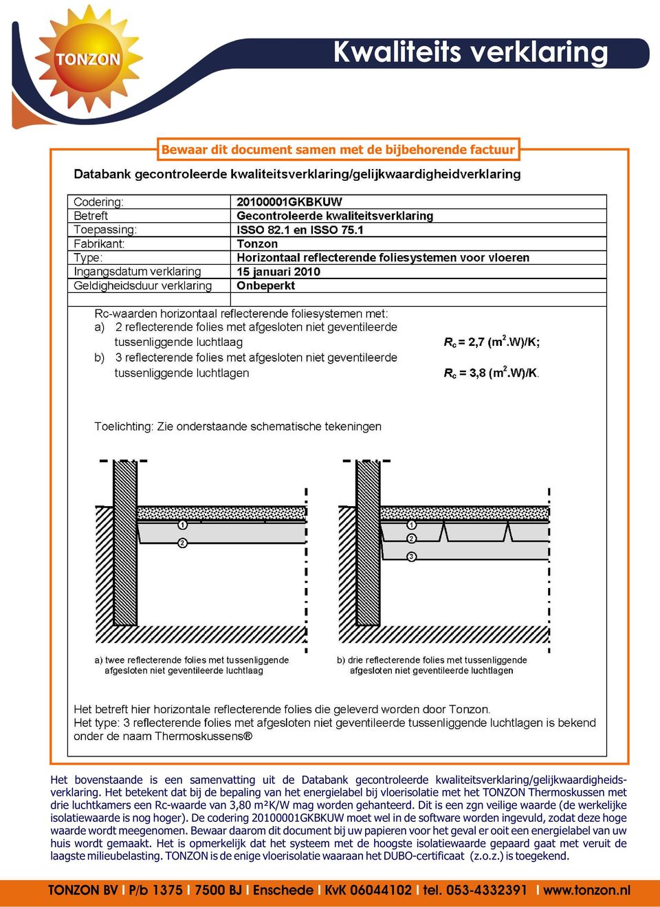 Dit is een zgn veilige waarde (de werkelijke isolatiewaarde is nog hoger). De codering 20100001GKBKUW moet wel in de software worden ingevuld, zodat deze hoge waarde wordt meegenomen.