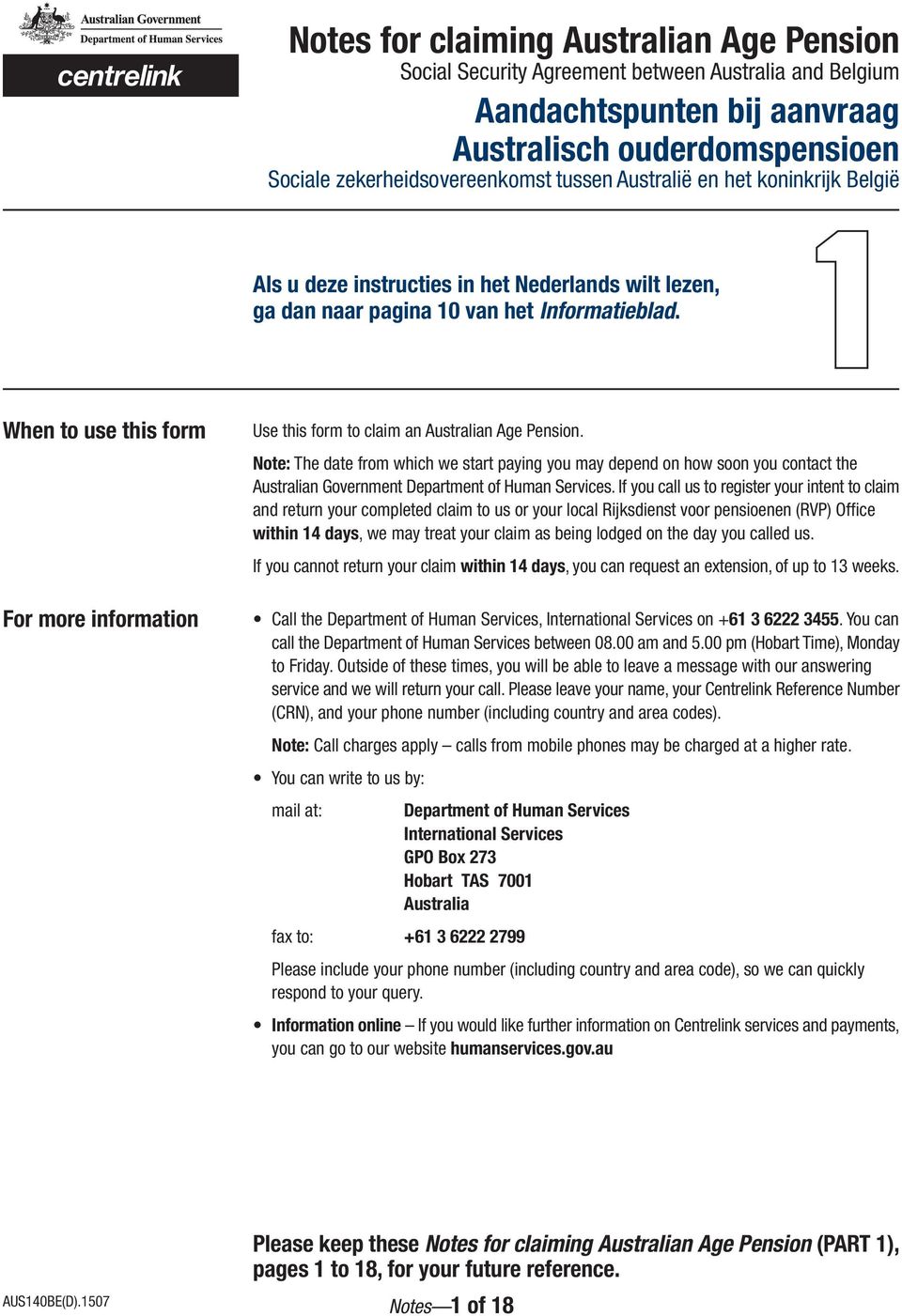 When to use this form For more information Use this form to claim an Australian Age Pension.