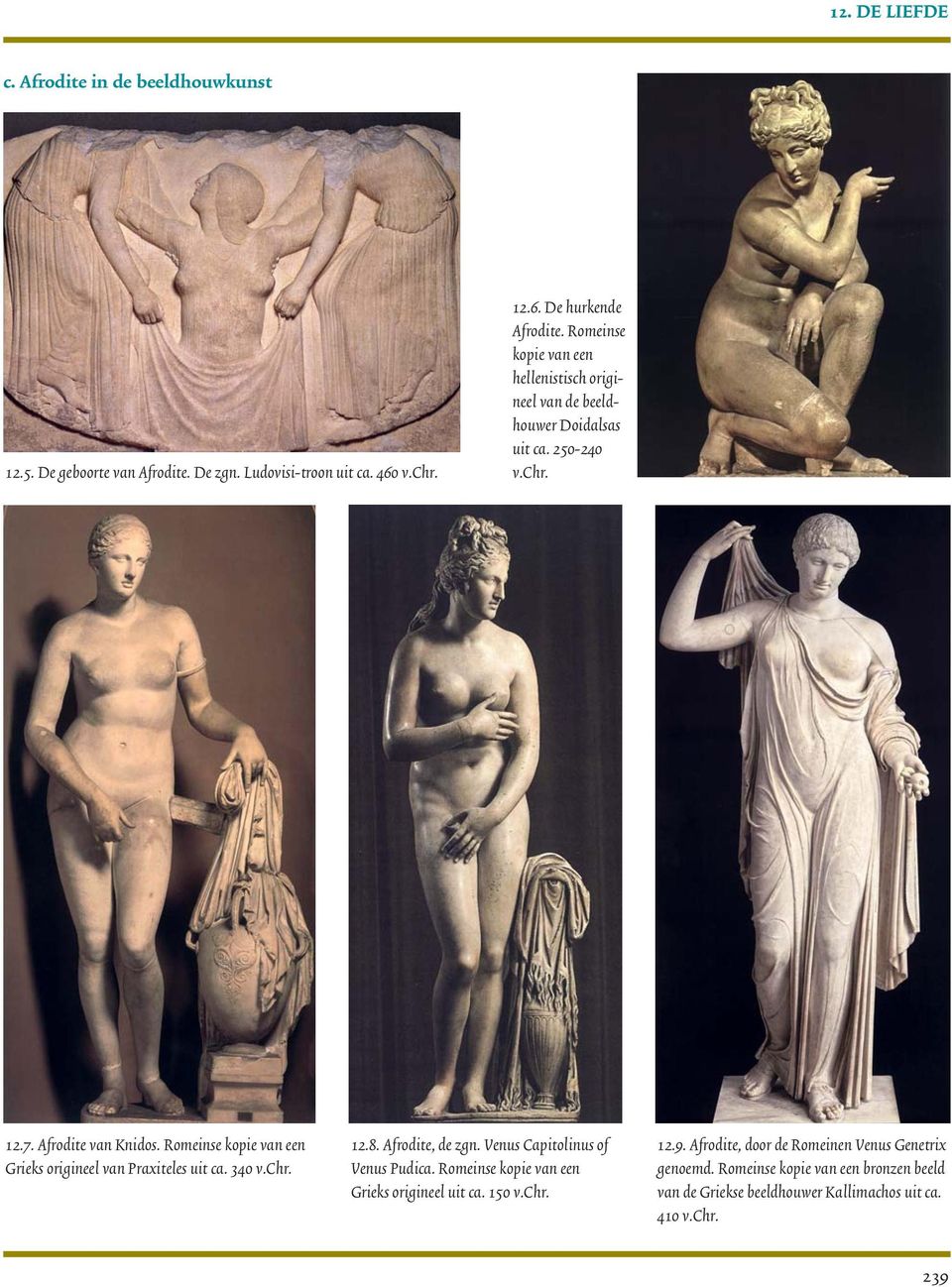 Romeinse kopie van een Grieks origineel van Praxiteles uit ca. 340 v.chr. 12.8. Afrodite, de zgn. Venus Capitolinus of Venus Pudica.