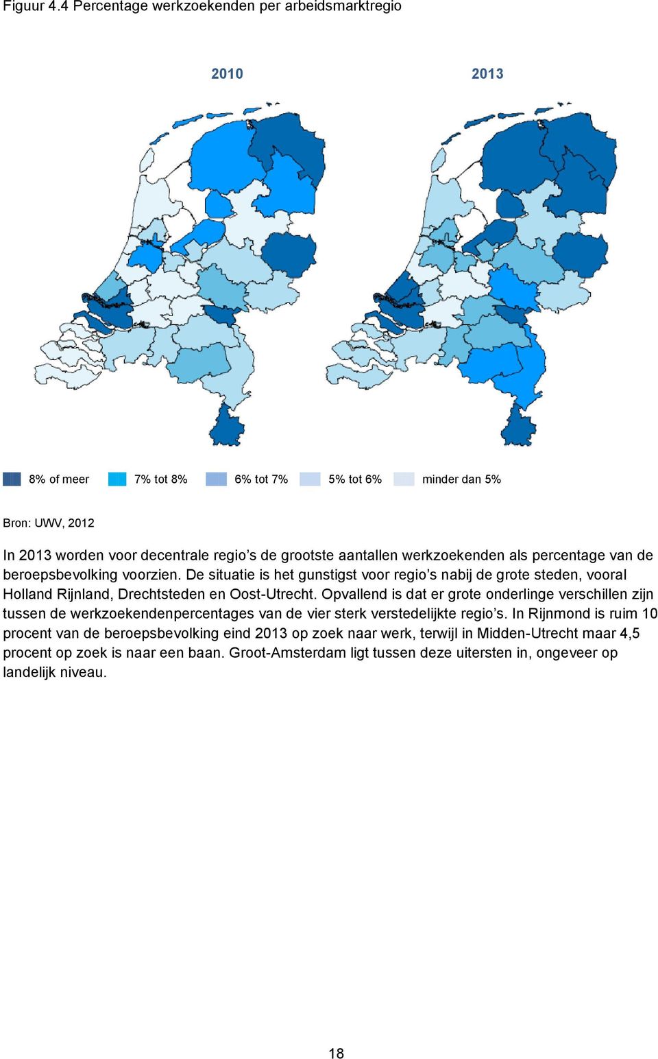 aantallen werkzoekenden als percentage van de beroepsbevolking voorzien.