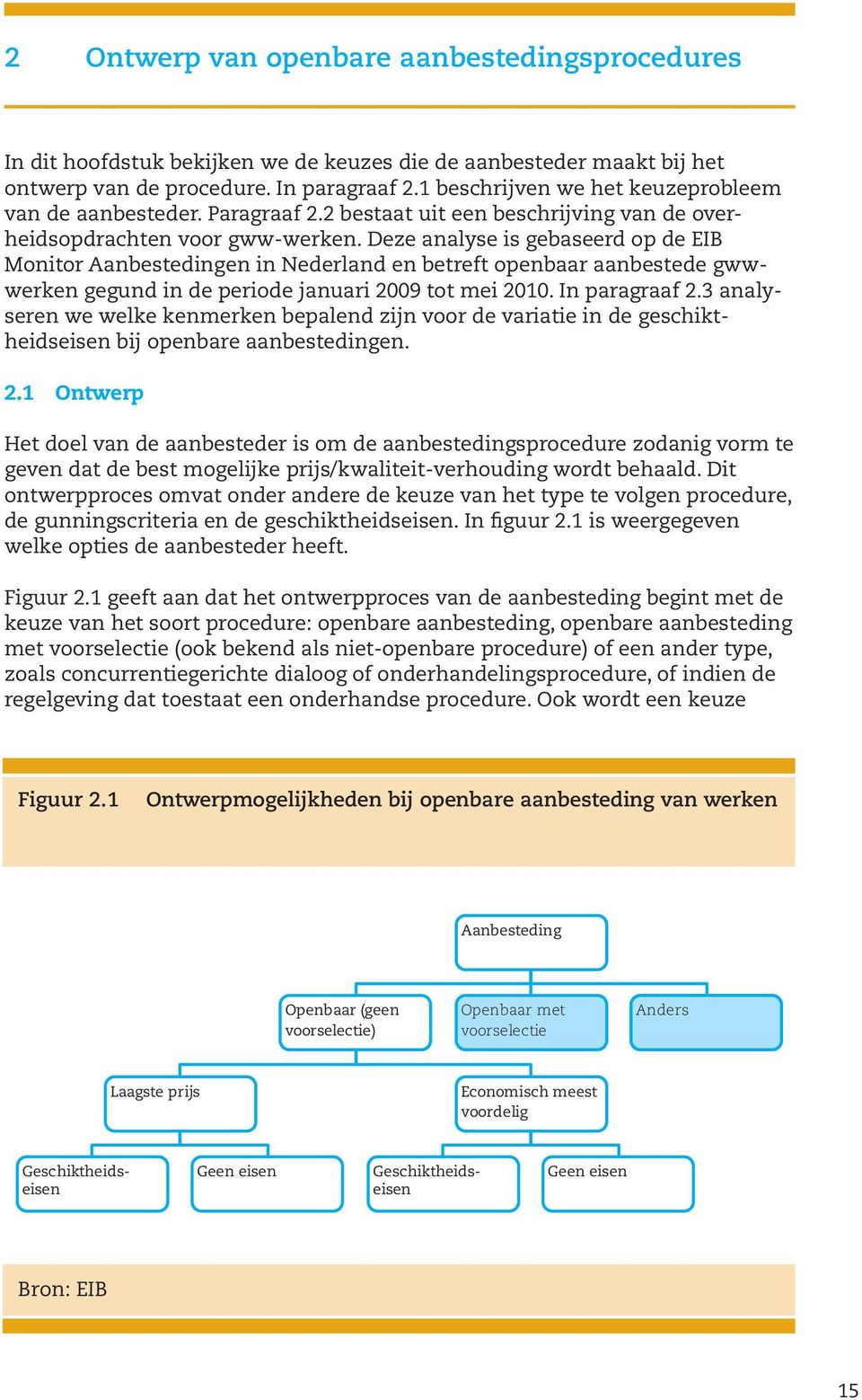 Deze analyse is gebaseerd op de EIB Monitor Aanbestedingen in Nederland en betreft openbaar aanbestede gwwwerken gegund in de periode januari 2009 tot mei 2010. In paragraaf 2.