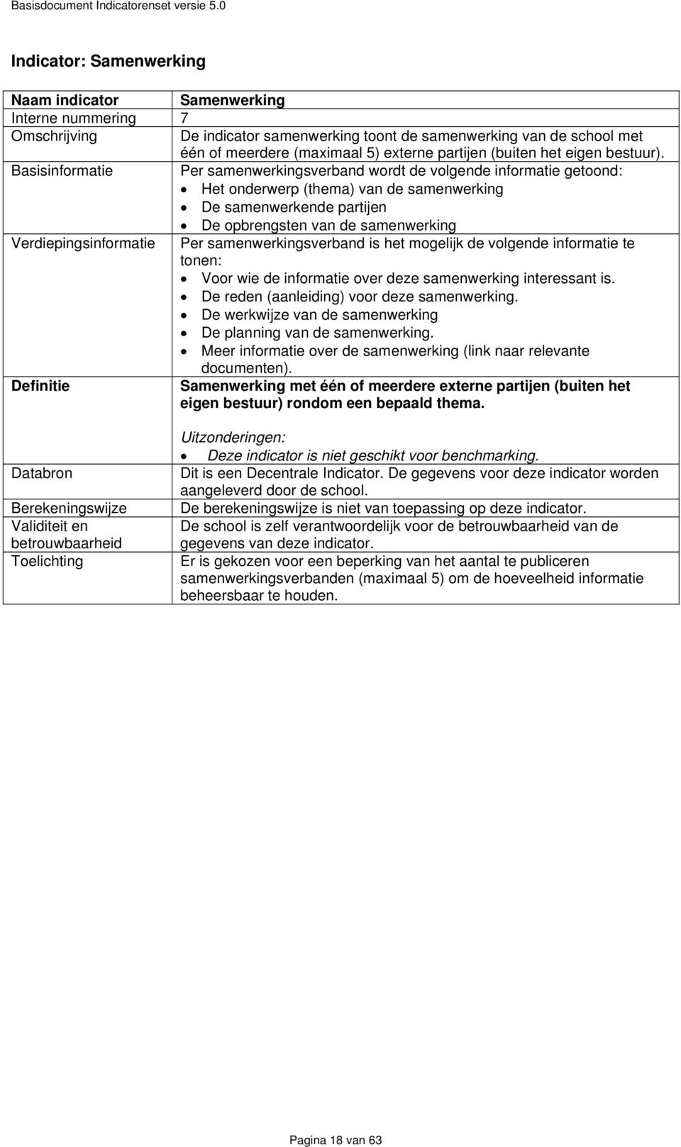 Basisinformatie Per samenwerkingsverband wordt de volgende informatie getoond: Het onderwerp (thema) van de samenwerking De samenwerkende partijen De opbrengsten van de samenwerking