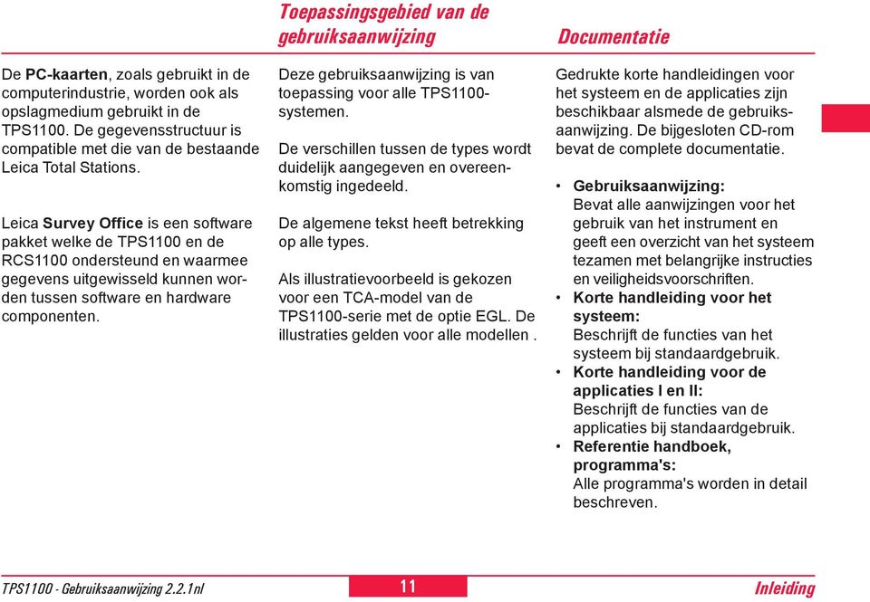 Leica Survey Office is een software pakket welke de TPS10 en de RCS10 ondersteund en waarmee gegevens uitgewisseld kunnen worden tussen software en hardware componenten.