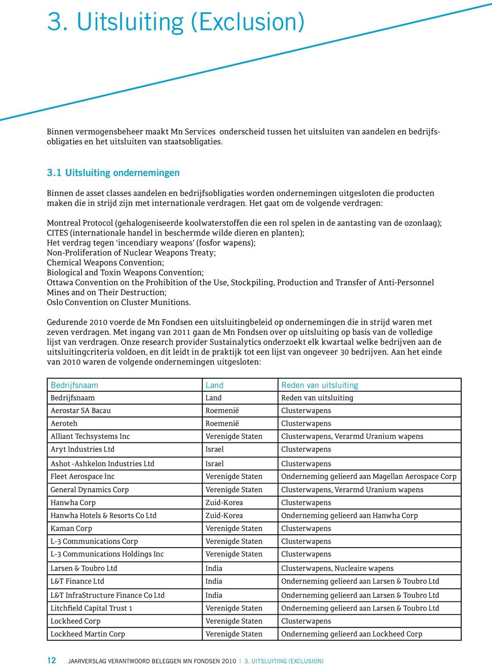 Het gaat om de volgende verdragen: Montreal Protocol (gehalogeniseerde koolwaterstoffen die een rol spelen in de aantasting van de ozonlaag); CITES (internationale handel in beschermde wilde dieren