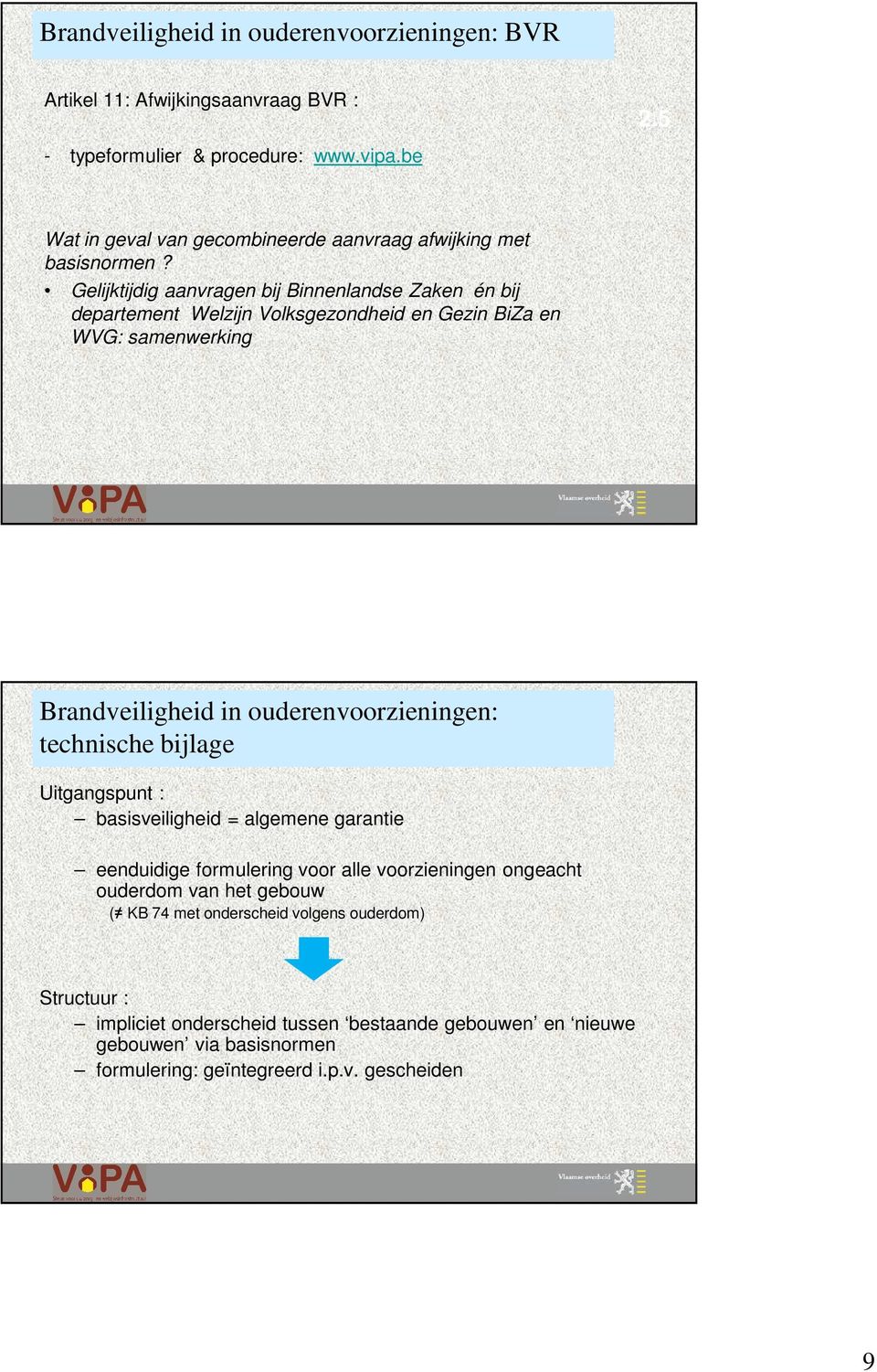 Gelijktijdig aanvragen bij Binnenlandse Zaken én bij departement Welzijn Volksgezondheid en Gezin BiZa en WVG: samenwerking Uitgangspunt :