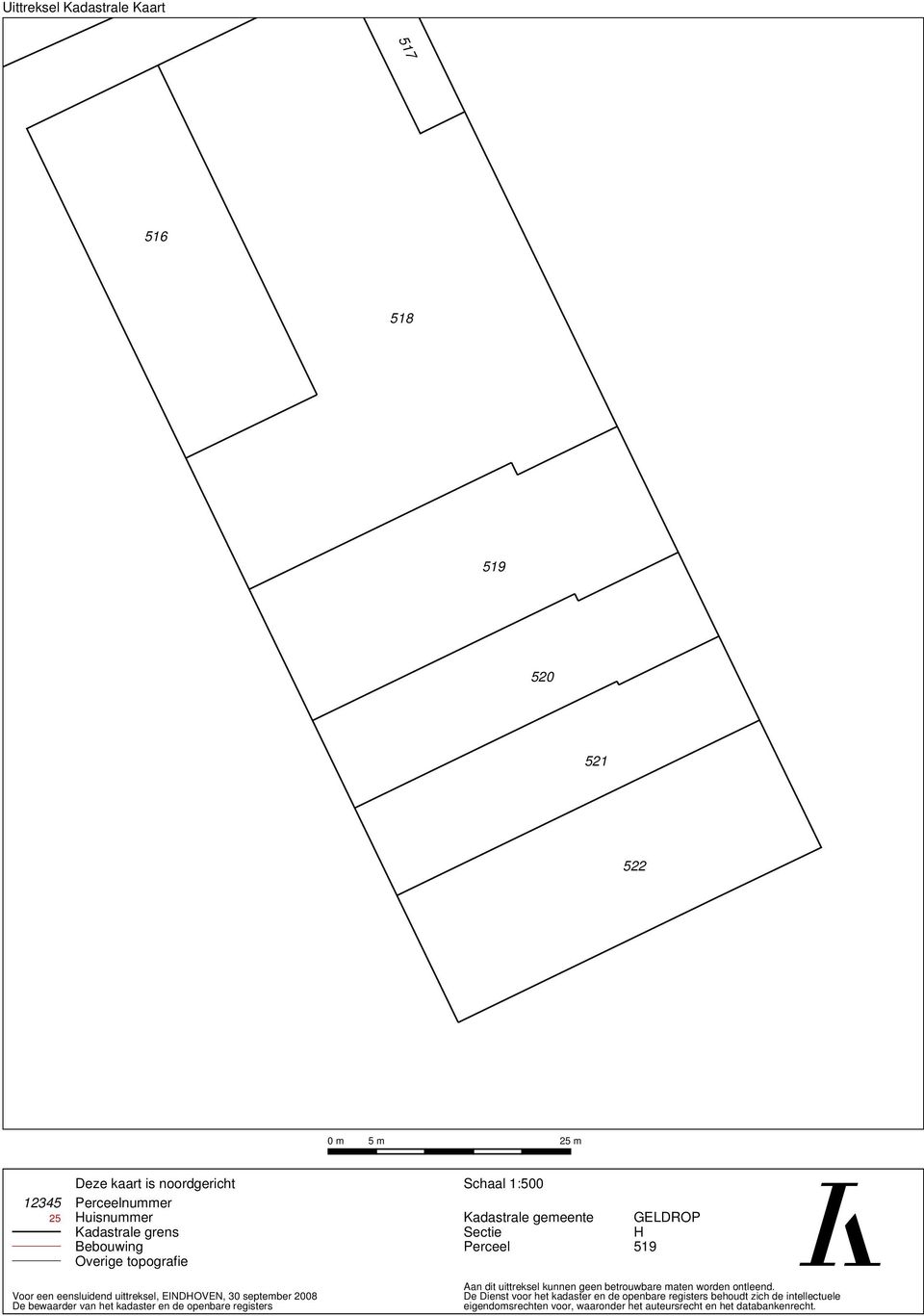 september 2008 De bewaarder van het kadaster en de openbare registers Aan dit uittreksel kunnen geen betrouwbare maten worden ontleend.