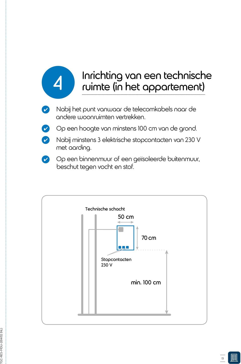 Nabij minstens 3 elektrische stopcontacten van 230 V met aarding.