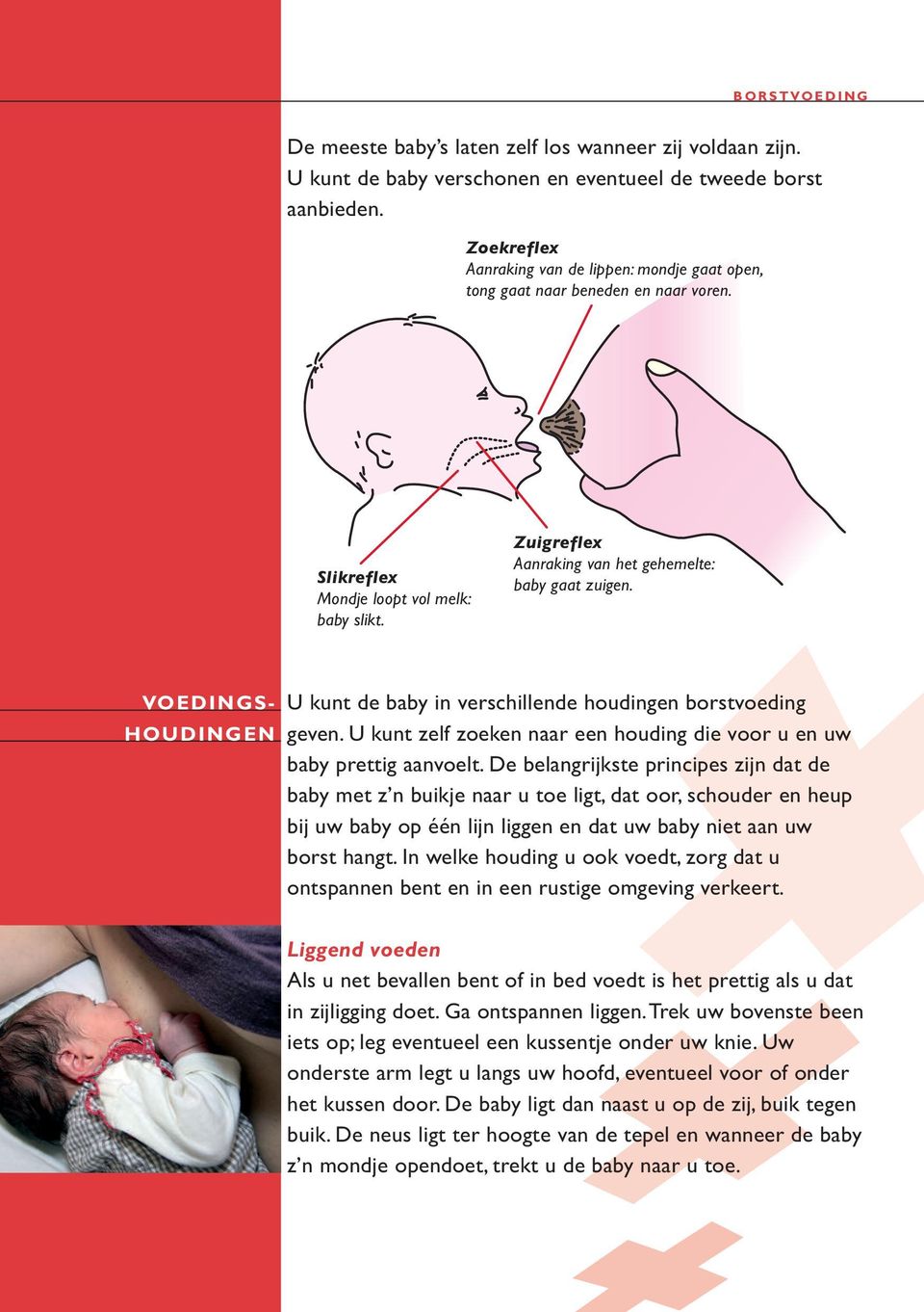 VOEDINGS- HOUDINGEN U kunt de baby in verschillende houdingen borstvoeding geven. U kunt zelf zoeken naar een houding die voor u en uw baby prettig aanvoelt.